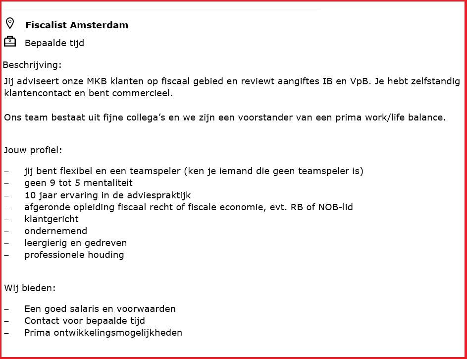 Vacatures fiscalist